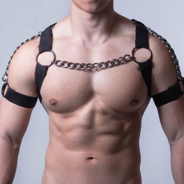 Male Chain Harness Adult Chest Bondage Black Elastic Gay Lingerie Belt Sexual Sissy Clothing Rave Cosplay Sex Toy Body Harness - Image 3