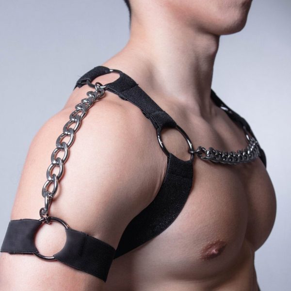 Male Chain Harness Adult Chest Bondage Black Elastic Gay Lingerie Belt Sexual Sissy Clothing Rave Cosplay Sex Toy Body Harness - Image 4