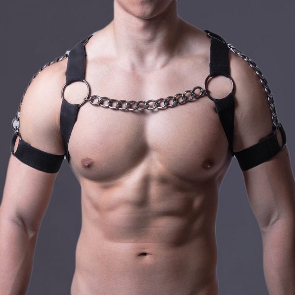 Male Chain Harness Adult Chest Bondage Black Elastic Gay Lingerie Belt Sexual Sissy Clothing Rave Cosplay Sex Toy Body Harness