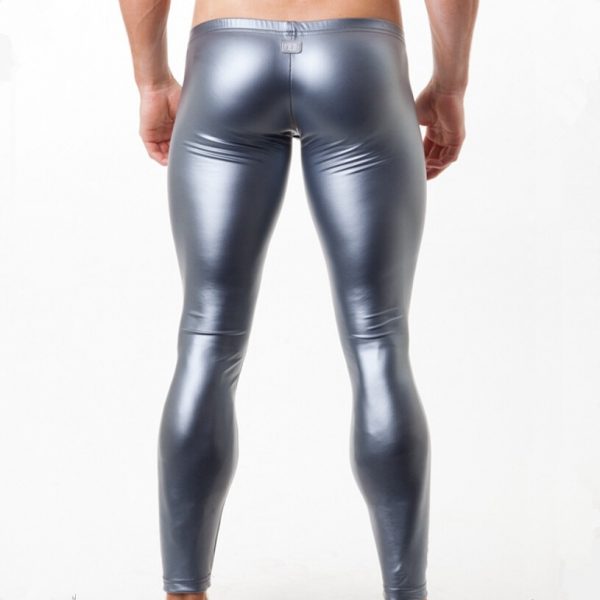 Men's Metallic Gold Performance Leggings: Stretchy, Shiny Tights for Fashion & Gym - Image 2