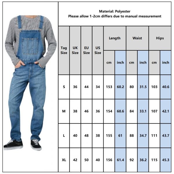 Denim Overalls Washed Full Length Hip Hop Cowboy - Image 2