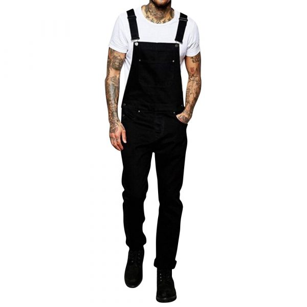 Denim Overalls Washed Full Length Hip Hop Cowboy - Image 3