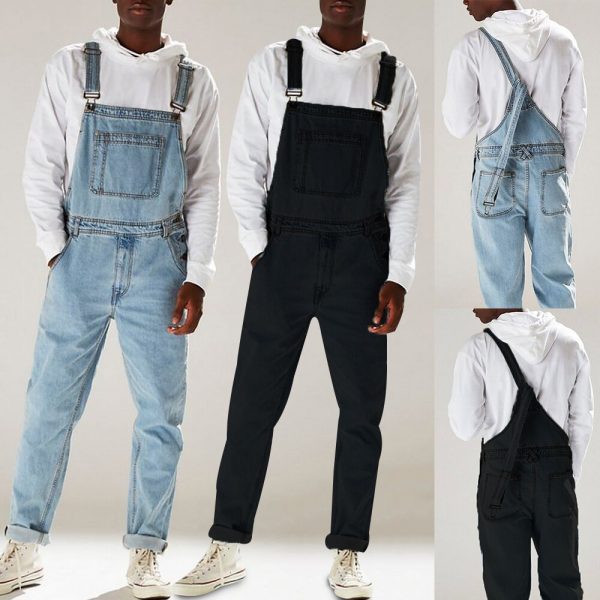 Denim Overalls Washed Full Length Hip Hop Cowboy - Image 5