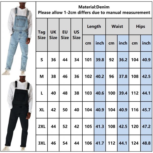 Denim Overalls Washed Full Length Hip Hop Cowboy - Image 6