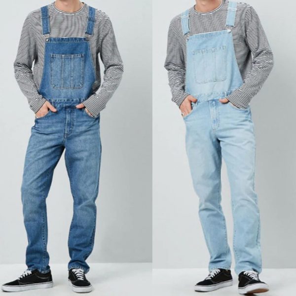 Denim Overalls Washed Full Length Hip Hop Cowboy