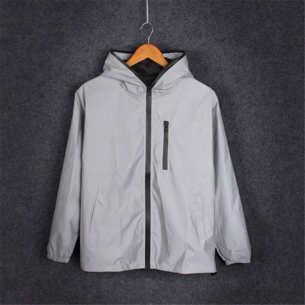 Plus-Size Luminous Night Glow Reflective Hooded Jacket for Men and Women - Image 2