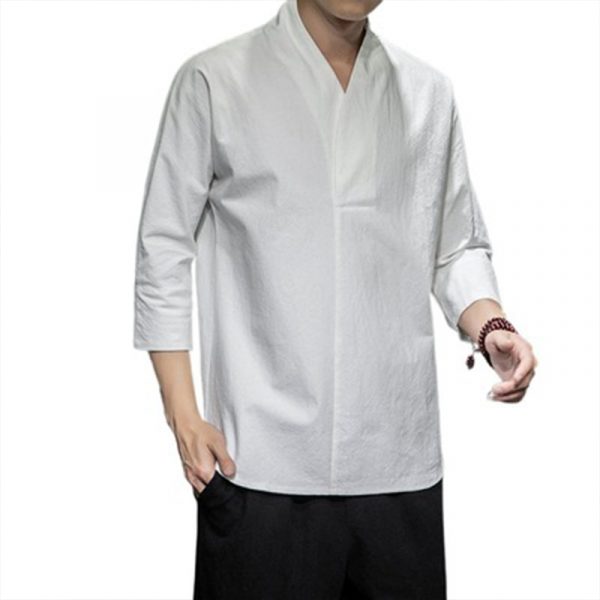 Kimono Japanese Men Shirt Loose Seven-quarter Sleeve Shirt - Image 4