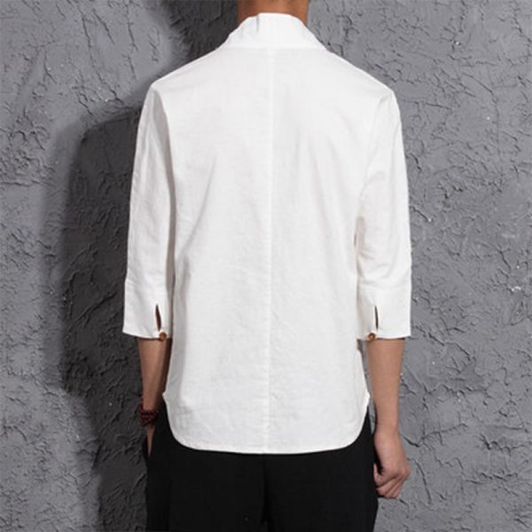 Kimono Japanese Men Shirt Loose Seven-quarter Sleeve Shirt - Image 5