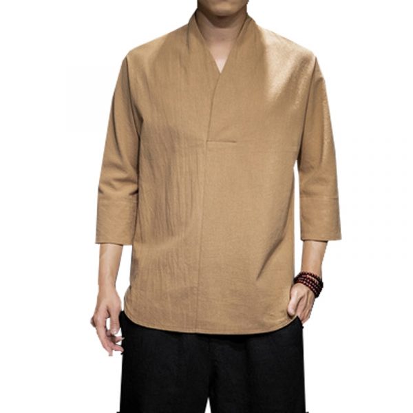 Kimono Japanese Men Shirt Loose Seven-quarter Sleeve Shirt - Image 6