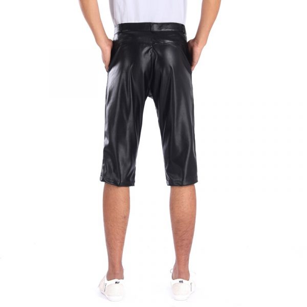 Leather Shorts Elastic Outerwear Short Pants Male Fashion PU Leather - Image 4