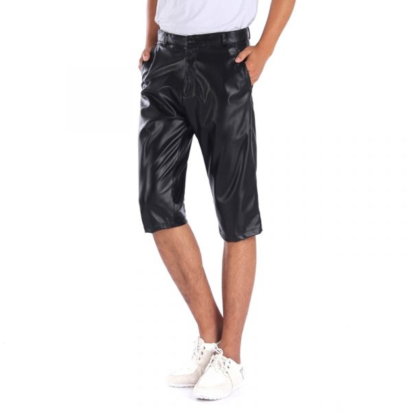 Leather Shorts Elastic Outerwear Short Pants Male Fashion PU Leather - Image 5