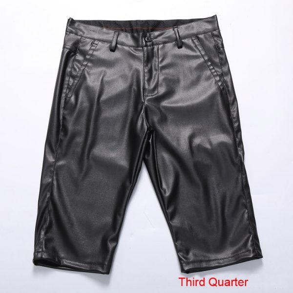 Leather Shorts Elastic Outerwear Short Pants Male Fashion PU Leather - Image 6