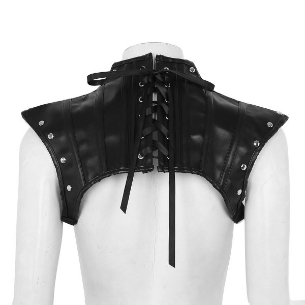 Black PU Leather Lace up Chest Harness Shirt with Buckles Sexy Bondage Punk Gothic Rave Costume Crop Top Club Wear - Image 3