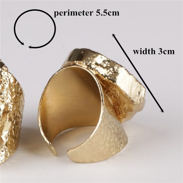 Gold Rim Vintage Retro Geode Crystal Adjustable Hammered Ring - Image 5