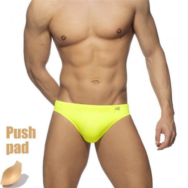 Men's Neon Green Enhancing Swim Briefs with Push Pad Support - Image 3