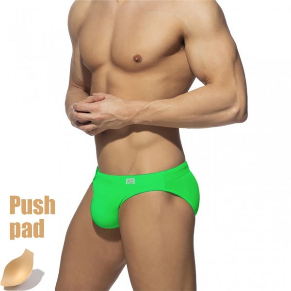 Men's Neon Green Enhancing Swim Briefs with Push Pad Support